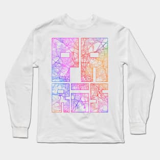 Paris, France City Map Typography - Colorful Long Sleeve T-Shirt